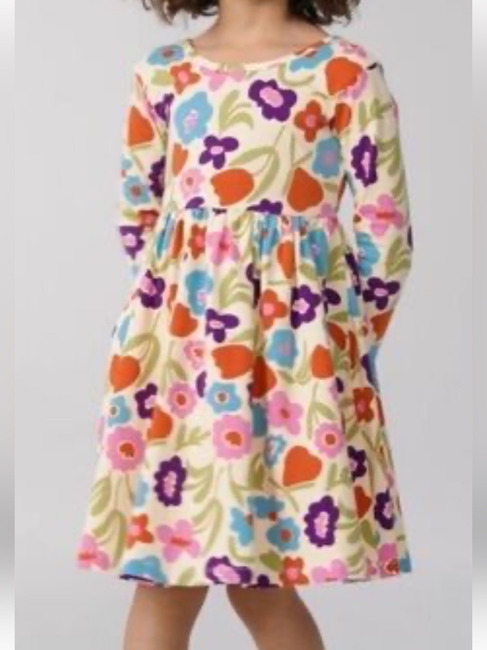 Hanna Andersson Girls Skater Dress Long Sleeve Floral Fall Colorful Casual NWOT